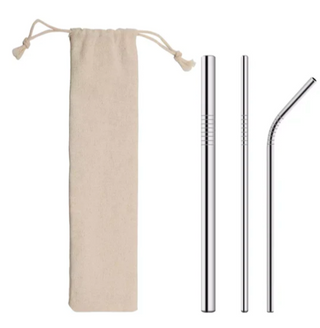 Machined Stainless Steel Drinking Straw Set